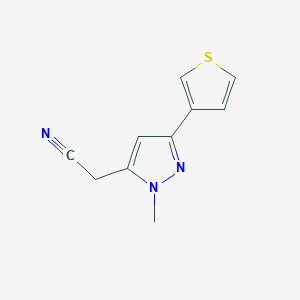 molecular formula C10H9N3S B1481731 2-(1-methyl-3-(thiophen-3-yl)-1H-pyrazol-5-yl)acetonitrile CAS No. 2098041-71-3