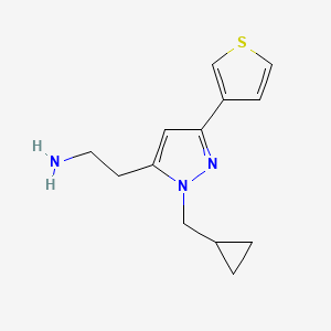 molecular formula C13H17N3S B1481739 2-(1-(cyclopropylmethyl)-3-(thiophen-3-yl)-1H-pyrazol-5-yl)ethan-1-amine CAS No. 2098135-38-5