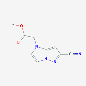 molecular formula C9H8N4O2 B1481749 methyl 2-(6-cyano-1H-imidazo[1,2-b]pyrazol-1-yl)acetate CAS No. 2098092-49-8