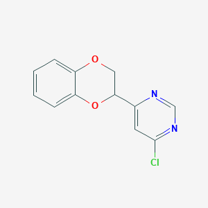 molecular formula C12H9ClN2O2 B1481758 4-Chloro-6-(2,3-dihydrobenzo[b][1,4]dioxin-2-yl)pyrimidine CAS No. 2098048-80-5