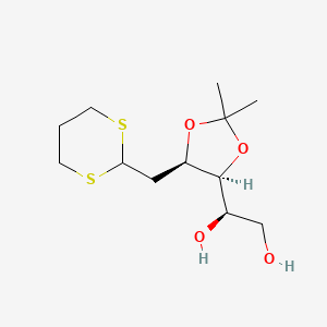 molecular formula C12H22O4S2 B14817597 Rel-(R)-1-((4S,5R)-5-((1,3-dithian-2-yl)methyl)-2,2-dimethyl-1,3-dioxolan-4-yl)ethane-1,2-diol 