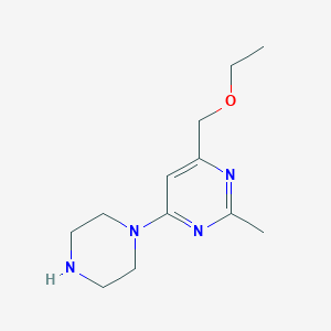 molecular formula C12H20N4O B1481775 4-(乙氧甲基)-2-甲基-6-(哌嗪-1-基)嘧啶 CAS No. 2098049-22-8