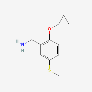 (2-Cyclopropoxy-5-(methylthio)phenyl)methanamine