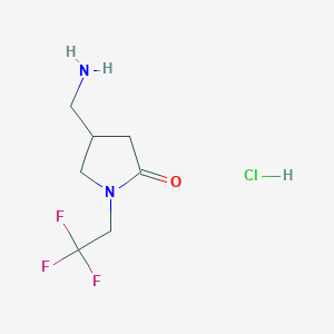 molecular formula C7H12ClF3N2O B1481840 4-(Aminomethyl)-1-(2,2,2-trifluoroethyl)pyrrolidin-2-one hydrochloride CAS No. 2098033-03-3
