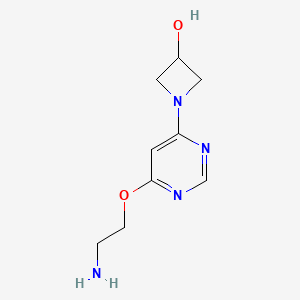 molecular formula C9H14N4O2 B1481849 1-(6-(2-Aminoethoxy)pyrimidin-4-yl)azetidin-3-ol CAS No. 2098057-13-5