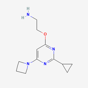 molecular formula C12H18N4O B1481856 2-((6-(Azetidin-1-yl)-2-cyclopropylpyrimidin-4-yl)oxy)ethan-1-amine CAS No. 2098085-71-1