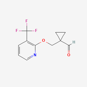 molecular formula C11H10F3NO2 B1481866 1-(((3-(三氟甲基)吡啶-2-基)氧基)甲基)环丙烷-1-甲醛 CAS No. 2098128-57-3