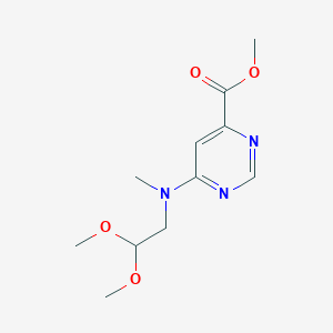 molecular formula C11H17N3O4 B1481867 Methyl 6-((2,2-dimethoxyethyl)(methyl)amino)pyrimidine-4-carboxylate CAS No. 2097949-55-6