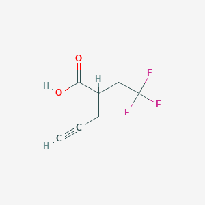 molecular formula C7H7F3O2 B1481878 2-(2,2,2-三氟乙基)戊-4-炔酸 CAS No. 2098112-86-6