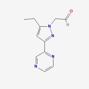 2-(5-ethyl-3-(pyrazin-2-yl)-1H-pyrazol-1-yl)acetaldehyde