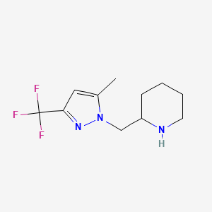 molecular formula C11H16F3N3 B1481932 2-((5-methyl-3-(trifluoromethyl)-1H-pyrazol-1-yl)methyl)piperidine CAS No. 2097963-88-5