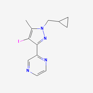 molecular formula C12H13IN4 B1482022 2-(1-(cyclopropylmethyl)-4-iodo-5-methyl-1H-pyrazol-3-yl)pyrazine CAS No. 2098108-30-4
