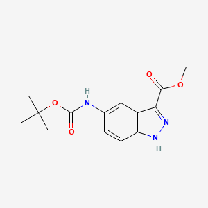 molecular formula C14H17N3O4 B14820788 methyl 5-[(2-methylpropan-2-yl)oxycarbonylamino]-1H-indazole-3-carboxylate 