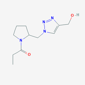 molecular formula C11H18N4O2 B1482086 1-(2-((4-(hydroxymethyl)-1H-1,2,3-triazol-1-yl)methyl)pyrrolidin-1-yl)propan-1-one CAS No. 2098074-71-4