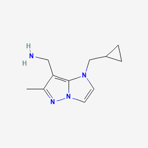 molecular formula C11H16N4 B1482149 (1-(环丙基甲基)-6-甲基-1H-咪唑并[1,2-b]吡唑-7-基)甲胺 CAS No. 2098058-15-0