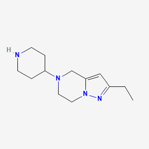 molecular formula C13H22N4 B1482152 2-Ethyl-5-(piperidin-4-yl)-4,5,6,7-tetrahydropyrazolo[1,5-a]pyrazine CAS No. 2098014-13-0
