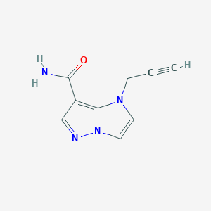 molecular formula C10H10N4O B1482160 6-methyl-1-(prop-2-yn-1-yl)-1H-imidazo[1,2-b]pyrazole-7-carboxamide CAS No. 2098013-33-1
