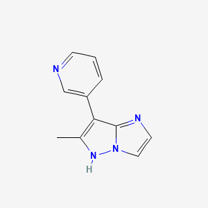 molecular formula C11H10N4 B1482162 6-methyl-7-(pyridin-3-yl)-1H-imidazo[1,2-b]pyrazole CAS No. 2098058-34-3