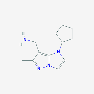 molecular formula C12H18N4 B1482163 (1-环戊基-6-甲基-1H-咪唑并[1,2-b]吡唑-7-基)甲胺 CAS No. 2098026-18-5