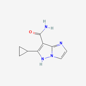 molecular formula C9H10N4O B1482164 6-cyclopropyl-1H-imidazo[1,2-b]pyrazole-7-carboxamide CAS No. 2097970-06-2