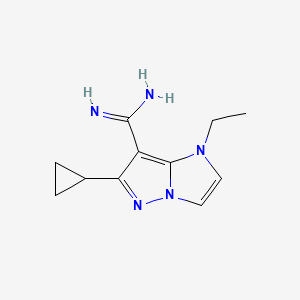 molecular formula C11H15N5 B1482166 6-cyclopropyl-1-ethyl-1H-imidazo[1,2-b]pyrazole-7-carboximidamide CAS No. 2098057-81-7