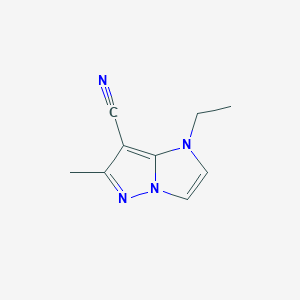 molecular formula C9H10N4 B1482167 1-ethyl-6-methyl-1H-imidazo[1,2-b]pyrazole-7-carbonitrile CAS No. 2098141-51-4
