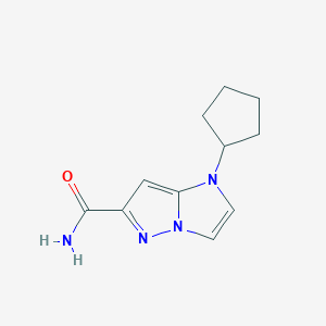 molecular formula C11H14N4O B1482176 1-cyclopentyl-1H-imidazo[1,2-b]pyrazole-6-carboxamide CAS No. 2097970-74-4