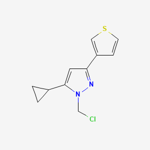 1-(chloromethyl)-5-cyclopropyl-3-(thiophen-3-yl)-1H-pyrazole