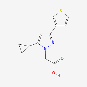 molecular formula C12H12N2O2S B1482245 2-(5-cyclopropyl-3-(thiophen-3-yl)-1H-pyrazol-1-yl)acetic acid CAS No. 2098130-89-1