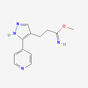 molecular formula C12H14N4O B1482247 methyl 3-(3-(pyridin-4-yl)-1H-pyrazol-4-yl)propanimidate CAS No. 2098072-03-6