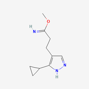 molecular formula C10H15N3O B1482255 methyl 3-(3-cyclopropyl-1H-pyrazol-4-yl)propanimidate CAS No. 2098143-17-8