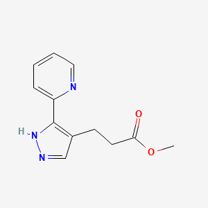 molecular formula C12H13N3O2 B1482257 methyl 3-(3-(pyridin-2-yl)-1H-pyrazol-4-yl)propanoate CAS No. 2098106-39-7