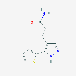 molecular formula C10H11N3OS B1482264 3-(3-(thiophen-2-yl)-1H-pyrazol-4-yl)propanamide CAS No. 2098131-18-9