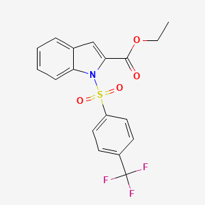 molecular formula C18H14F3NO4S B14822648 ethyl 1-((4-trifluoromethylphenyl)sulfonyl)-1H-indole-2-carboxylate 