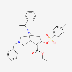 molecular formula C32H36N2O5S B14822717 Ethyl 3-benzyl-7-(4-methylphenyl)sulfonyloxy-9-(1-phenylethyl)-3,9-diazabicyclo[3.3.1]non-6-ene-6-carboxylate 