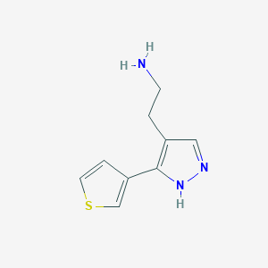 molecular formula C9H11N3S B1482275 2-(3-(噻吩-3-基)-1H-吡唑-4-基)乙胺 CAS No. 2092049-08-4