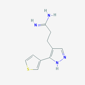 molecular formula C10H12N4S B1482284 3-(3-(噻吩-3-基)-1H-吡唑-4-基)丙酰胺胺 CAS No. 2098072-15-0