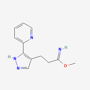 molecular formula C12H14N4O B1482295 methyl 3-(3-(pyridin-2-yl)-1H-pyrazol-4-yl)propanimidate CAS No. 2098106-53-5