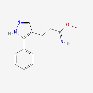 molecular formula C13H15N3O B1482300 methyl 3-(3-phenyl-1H-pyrazol-4-yl)propanimidate CAS No. 2098120-44-4