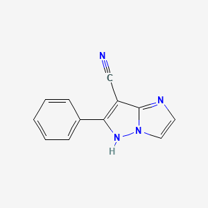 molecular formula C12H8N4 B1482318 6-phenyl-1H-imidazo[1,2-b]pyrazole-7-carbonitrile CAS No. 2098092-95-4