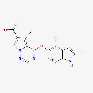 4-[(4-Fluoro-2-methyl-1h-indol-5-yl)oxy]-5-methylpyrrolo[2,1-f][1,2,4]triazine-6-carbaldehyde