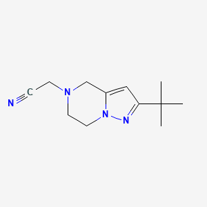 molecular formula C12H18N4 B1482341 2-(2-(tert-butyl)-6,7-dihydropyrazolo[1,5-a]pyrazin-5(4H)-yl)acetonitrile CAS No. 2098061-38-0