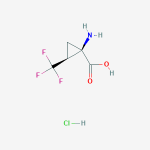molecular formula C5H7ClF3NO2 B1482351 (1R,2S)-1-amino-2-(trifluoromethyl)cyclopropane-1-carboxylic acid hydrochloride CAS No. 2126144-26-9