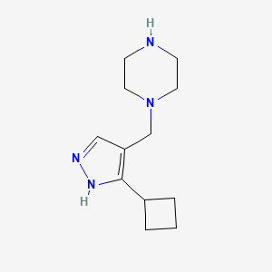 molecular formula C12H20N4 B1482372 1-((3-cyclobutyl-1H-pyrazol-4-yl)methyl)piperazine CAS No. 2098093-43-5