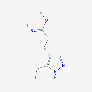 molecular formula C9H15N3O B1482375 methyl 3-(3-ethyl-1H-pyrazol-4-yl)propanimidate CAS No. 2098073-47-1
