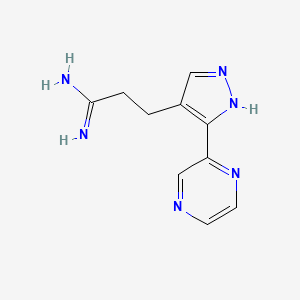 molecular formula C10H12N6 B1482386 3-(3-(pyrazin-2-yl)-1H-pyrazol-4-yl)propanimidamide CAS No. 2098006-19-8