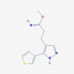 molecular formula C11H13N3OS B1482400 methyl 3-(3-(thiophen-3-yl)-1H-pyrazol-4-yl)propanimidate CAS No. 2097965-53-0
