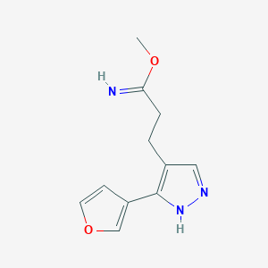 molecular formula C11H13N3O2 B1482401 methyl 3-(3-(furan-3-yl)-1H-pyrazol-4-yl)propanimidate CAS No. 2098120-19-3