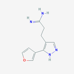 molecular formula C10H12N4O B1482402 3-(3-(furan-3-yl)-1H-pyrazol-4-yl)propanimidamide CAS No. 2098018-26-7