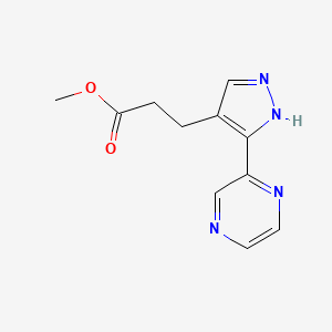 methyl 3-(3-(pyrazin-2-yl)-1H-pyrazol-4-yl)propanoate